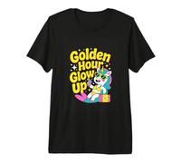 Golden Hour Glow Up Summer Unicorn Aesthetic Premium T-Shirt