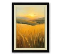 Golden Hour Harvest Rustic Framed Wall Art Print A1 (84.1×59.4cm) Black, Wall Decor for Living Room, Bedroom, Office & Home, Ready to Hang, Art Gift