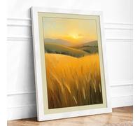 Golden Hour Harvest Rustic Framed Wall Art Print A3 (42×29.7cm) White, Wall Decor for Living Room, Bedroom, Office & Home, Ready to Hang, Art Gift