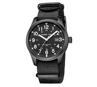 GOLDEN HOUR Men's Nylon Slip-Thru Strap Watch with Military Time Easy Read Dial Glowing Hands 12/24 Hours Dispaly Waterproof Sports Digital Watches - Black Black