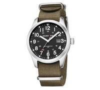 GOLDEN HOUR Men's Nylon Slip-Thru Strap Watch with Military Time Easy Read Dial Glowing Hands 12/24 Hours Dispaly Waterproof Sports Digital Watches - Silver Brown