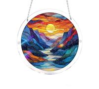 Golden Hour Peaks Acrylic Puzzles Window Hanging, 7.87" DIY Jigsaw UV For Adults, Sun Catcher Puzzle Double-Sided
