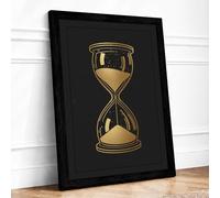 Golden Hourglass Minimalist Framed Wall Art Print A2 (59.4×42cm) Black, Wall Decor for Living Room, Bedroom, Office & Home, Ready to Hang, Art Gift