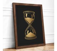Golden Hourglass Minimalist Framed Wall Art Print A3 (42×29.7cm) Walnut, Wall Decor for Living Room, Bedroom, Office & Home, Ready to Hang, Art Gift
