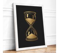 Golden Hourglass Minimalist Framed Wall Art Print A3 (42×29.7cm) White, Wall Decor for Living Room, Bedroom, Office & Home, Ready to Hang, Art Gift