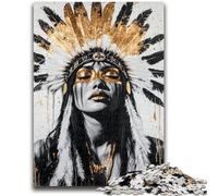 Golden Indian Princess 1000 Pieces Jigsaw Puzzles For Teens And Adults,Help The Brain Exercise Addictive Toys to Cultivate Patience Suitable for Couples (38x26cm)