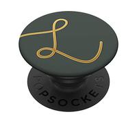 Golden Initial Letter L Phone grip on Midnight Green PopSockets Swappable PopGrip