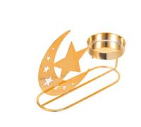Golden Iron Crescent Moon Candle Holder for Eid and Ramadan Decor