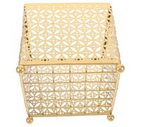 Golden Iron Makeup Organizer Basket for Bedroom Bathroom Storage | Large Capacity, Multifunctional Use, Reliable Spacious Design, Farmhouse Style Decorative Holder for Vanity Tables