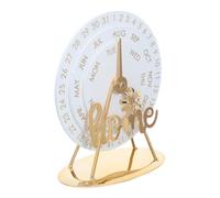 Golden Iron Perpetual Desk Calendar with Manual Rotation for Office