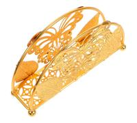 Golden Iron Tissue Holder Box for Facial Tissues, Space Saving | Elegant Faux Pearl Detail, Countertop Use in Hotels, Quick Access for Folded Hand Towels