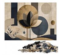 Golden Japandi Lotus No. 10 - Geometric Wall Jigsaw Puzzle, 300 Pieces | A flexible puzzle activity: a simple way to organise the image at home.