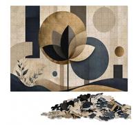 Golden Japandi Lotus No. 10 - Geometric Wall Jigsaw Puzzle, 500 Pieces | Piece-by-piece progress: a simple way to organise the image alone or together.