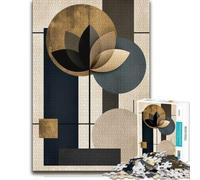 Golden Japandi Lotus No. 10 - Geometric Wall Jigsaw Puzzle, None Pieces | Image-area sorting: a simple way to organise the image on quiet evenings.