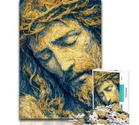 Golden Jesus 1000 Piece Jigsaw Puzzle for Adults Teens,Challenging To Complete But Fun And Humorous with Matching Poster And Trivia Sheet (75x50cm)