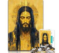 Golden Jesus 1000 Piece Jigsaw Puzzles,Challenging To Complete But Fun And Humorous with Matching Poster And Trivia Sheet 38x26cm