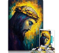 Golden Jesus Adult Jigsaw Puzzles 1000,Educational Game Challenge Toy Wall Decoration Unique Birthday And Xmas Gifts (75x50cm)