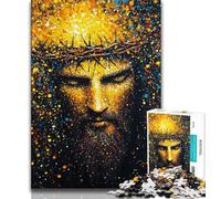 Golden Jesus Jigsaw Puzzles for Adults 1000 Piece Puzzle,Brain Teaser Game Wall Decoration Unique Birthday And Xmas Gifts 38x26cm