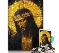 Golden Jesus Jigsaw Puzzles for Adults 1000 Pieces,Challenging Game And Family Play for Is Ideal As A Gift for The Whole Family 50x75cm