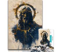 Golden Jesus Jigsaw Puzzles for Adults 1000 Pieces,Help The Brain Exercise Addictive Toys to Cultivate Patience Great Gift (38x26cm)