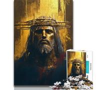 Golden Jesus Jigsaw Puzzles for Teenagers 1000 Jigsaws,Educational Game Challenge Toy Wall Decoration Unique Birthday And Xmas Gifts (75x50cm)