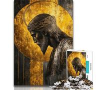 Golden Jesus Jigsaw Puzzles for Teenagers 1000 Jigsaws,Learning Educational Toys Family Games with Matching Poster And Trivia Sheet (75x50cm)