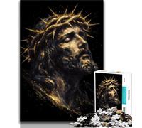 Golden Jesus Jigsaw Puzzles for Teenagers 1000 Piece Puzzle,Help The Brain Exercise Addictive Toys to Cultivate Patience A Work of Art 38x26cm