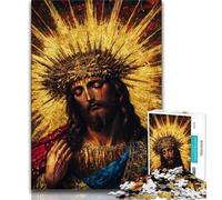 Golden Jesus JigsawPuzzle 1000 Pieces for Teenagers,Brain Teaser Game Wall Decoration Unique Birthday And Xmas Gifts 75x50cm