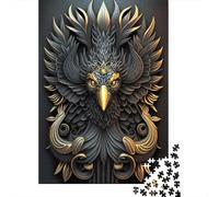 Golden King Phoenix 1000-Piece Puzzle for Adults, 52x38cm/1000pcs; Easy to Continue on Another Evening; White Card Pieces for Easy Sorting