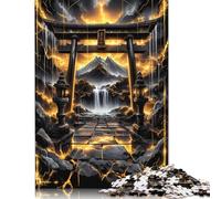 Golden Kintsugi Torii Gate Jigsaw Puzzles Puzzles for Adults Kids. 1000 Pieces Whimsical Challenge Toy Educational Games Home Decoration for Educational Games Gifts 1000pcs (75x50cm)