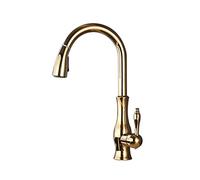 Golden Kitchen Faucet Pull Out Sprayer Swivel Spout Sink 360 Degree Rotation Hot and Cold Water Mixer Tap Crane LWX