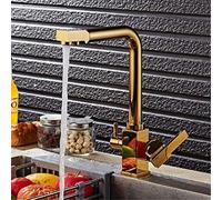 Golden Kitchen Faucets Deck Mounted Mixer Tap 360 Degree Rotation with Water Purification Features Single Hole Crane for Kitchen Drinking Water Filter Faucets LWX