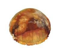 golden kitten Reusable shower cap - double-layer waterproof, elastic, environmentally friendly daily use shower cap