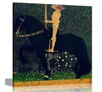 Golden Knight by Gustav Klimt Oil Painting Reproduction Canvas Prints Framed Wall Art Pictures Modern Artwork 60 x 60cm (24 x 24 inches)