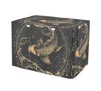 Golden Koi Fish Moon Crate Cover with Mesh Windows UV-Resistant Dog Create Cover Large