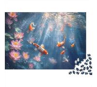Golden Koi in The Pond Puzzle 1000pcs (75x50cm) Erwachsene Lotus Puzzle,Home Decor