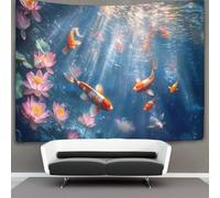 Golden Koi in The Pond Tapestry Lotus Tapestries 3D Wall Hanging Home Decorations for Room 100cmx150cm