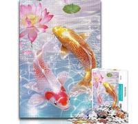 Golden Koi Jigsaw Puzzles for Teenagers 1000 Jigsaws,Toys Educational Games Stress Relieving Wishlist with Santa Claus 50x75cm