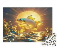 Golden Koi Waves 1000 Piece Jigsaw Puzzle Artistic Fish Stress Relief Brain Exercise Premium Thick Cardboard for Adults 52x38cm/1000pcs