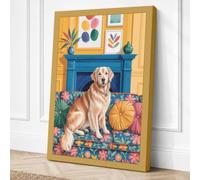 Golden Labrador at Home Canvas Wall Art Print 18x12 Inch (46 x 30 cm)
