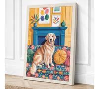 Golden Labrador at Home Canvas Wall Art Print 18x12 Inch (46 x 30 cm)
