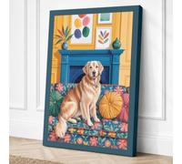 Golden Labrador at Home Canvas Wall Art Print 18x12 Inch (46 x 30 cm)
