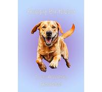 Golden Labrador Dog Art Birthday Card For Husband