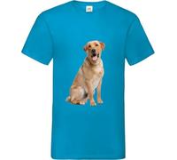 Golden Labrador Dog Pet Friends Family Forever Adult T Shirt Various Sizes And Colours (Azure Blue, M)