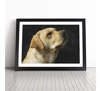Golden Labrador Dog Vol.1 Painting Framed Wall Art Picture Print - Canvas Painting - Modern Home Décor Poster - Ready to Hang for Living Room Bedroom Kitchen - Black A3 (36 x 48 cm)