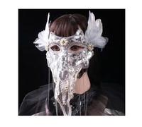Golden Lace Mask Full Face Mask Stage Singing Mask Masquerade Masks Masquerade Ball Masks(Silver)