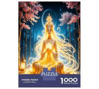Golden Lady Sakura 1000 Pieces Jigsaw Puzzle Set Divine Nature Serenity Jigsaw Puzzle Premium Cardstock Senior Enthusiasts Concentration Training Housewarming Gift Indoor Leisure 52x38cm/1000pcs