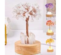 Golden Lamp of Wealth-Citrine Tree, Crystal Night Light Money Tree, Handmade Wooden Base Natural White Crystals Trees Lamp for Home Decor,Attracting Wealth
