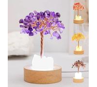 Golden Lamp of Wealth-Citrine Tree, Crystal Night Light Money Tree, Handmade Wooden Base Natural White Crystals Trees Lamp for Home Decor,Attracting Wealth