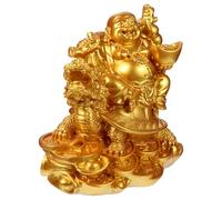 Golden Laughing Buddha Resin Statue Desktop Decoration for Teahouse